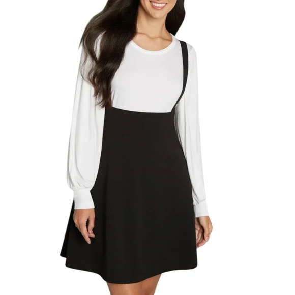 Modcloth | Dresses | Modcloth Overall Winner Jumper Suspender Circular  Flared Skirt Black Sz M | Poshmark